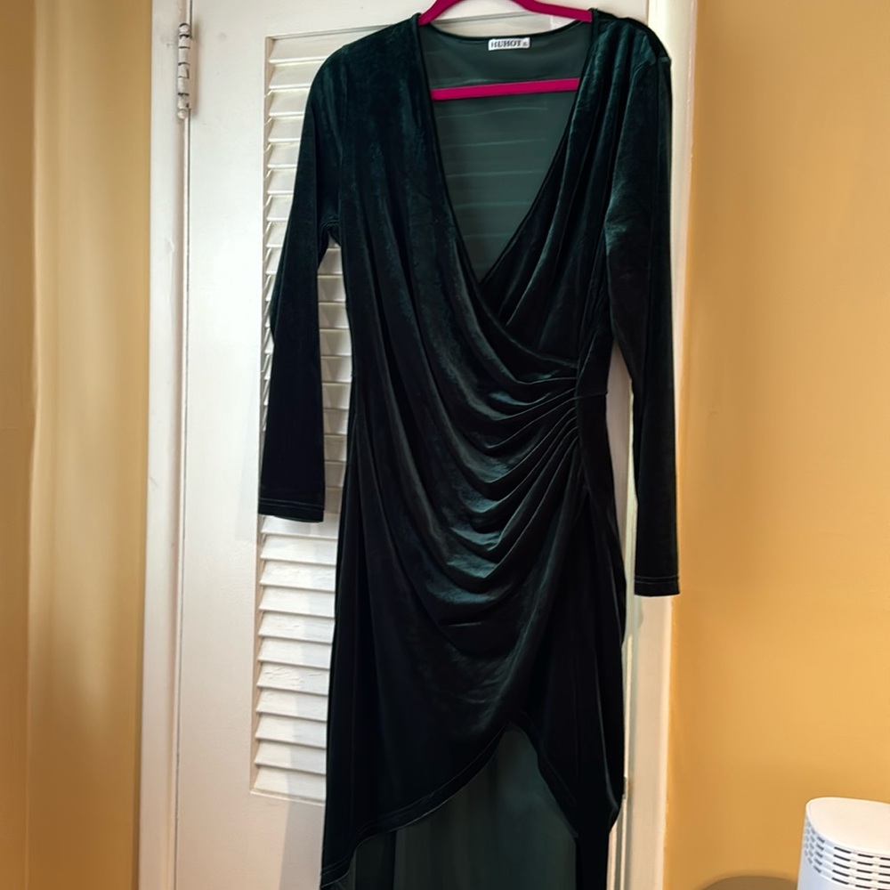 Green velvet dress